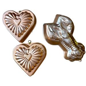 Copper Lobster & 2 Hearts Vintage Molds